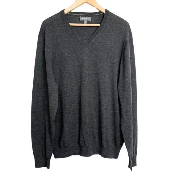 Bonobos Extra Fine Merino Wool Sweater Mens Size XL Dark Gray Preppy Pullover - Picture 1 of 7
